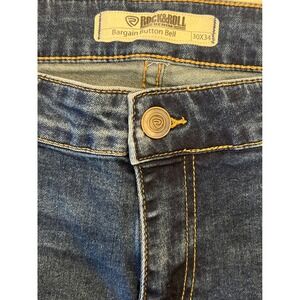 Rock &‎ Roll Denim Bargain Button Bell Bottom Jeans Dark Wash Women's 30x34
